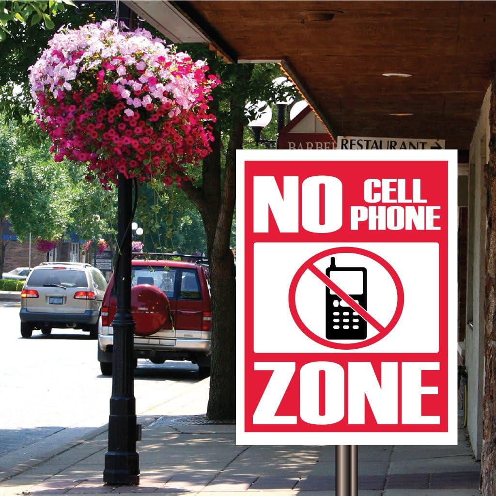 VictoryStore Outdoor Aluminum Signs - No Cell Phone Zone, Sign #3, 12 inches X 18 inches on Aluminum