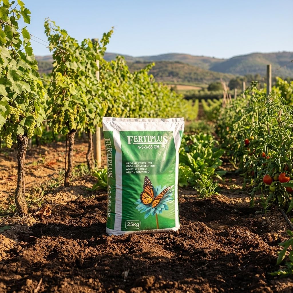 Suinga Abono Orgánico Peletizado Fertilizante Fertiplus de 25Kg | Abono Granulado para Árboles | Usado en Cultivos como Tabaco, Tomate, Hortalizas, Frutales, Uva, Viñedos o Jardinería