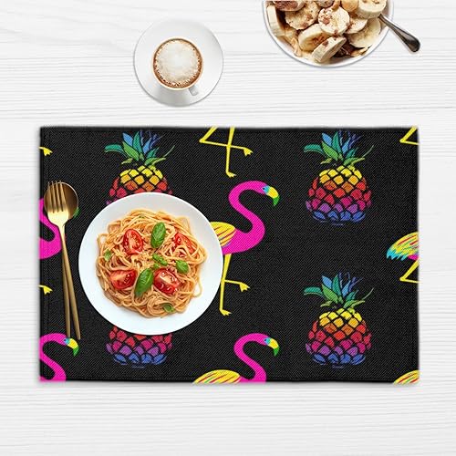 Miniatura 6 de Animals Flamingos Theme Placemats Set of 4 Table Mats Washable Placemat Waterproof Place Mats for Party Home Dining Table Decor 18x12 in