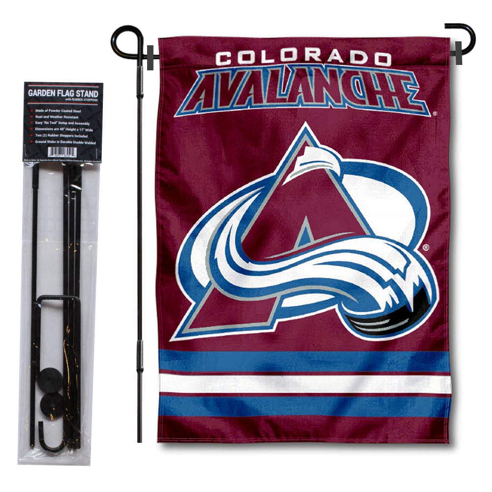 Colorado Avalanche Garden Flag Set With Steel Stand - Double Sided NHL Team Flag For Yard Decor