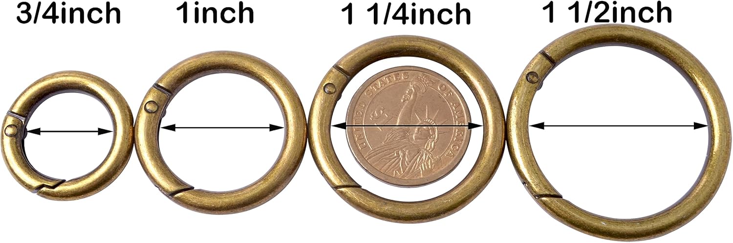 8pcs Antique Bronze Spring O Ring,Round Carabiner Snap Clip Trigger Spring Keyring Buckle,O Ring for Bags,Purses BBC3 (1 1/4''(3.2cm),Antique Bronze)… - Image 2