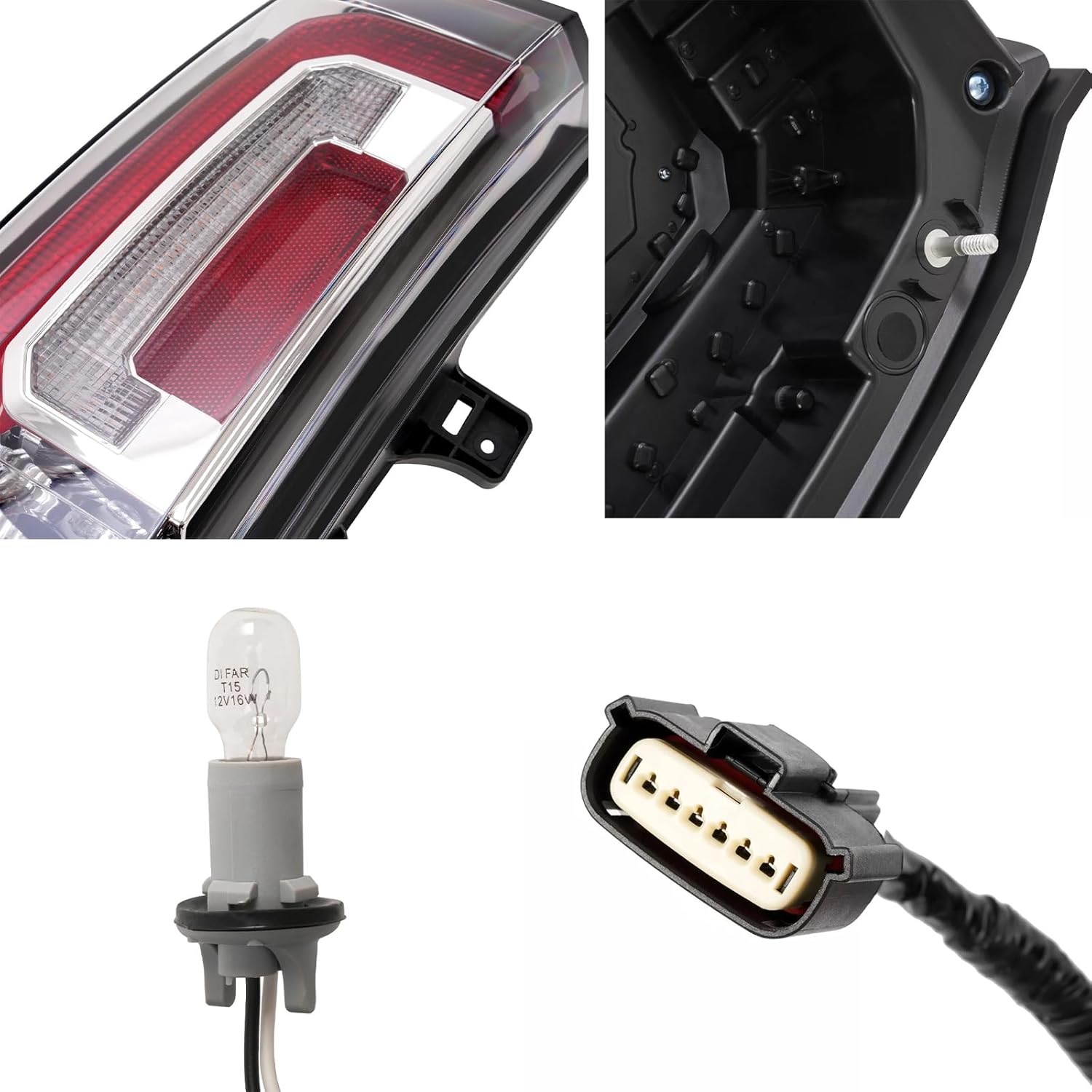 Tail Light Assembly Compatible with GMC Yukon XL 2015 2016 2017 2018 2019 2020, LED Type Brake Rear Lamp Replacement for GM2800268 84536242 23380459, Clear Lens, Left Driver Side