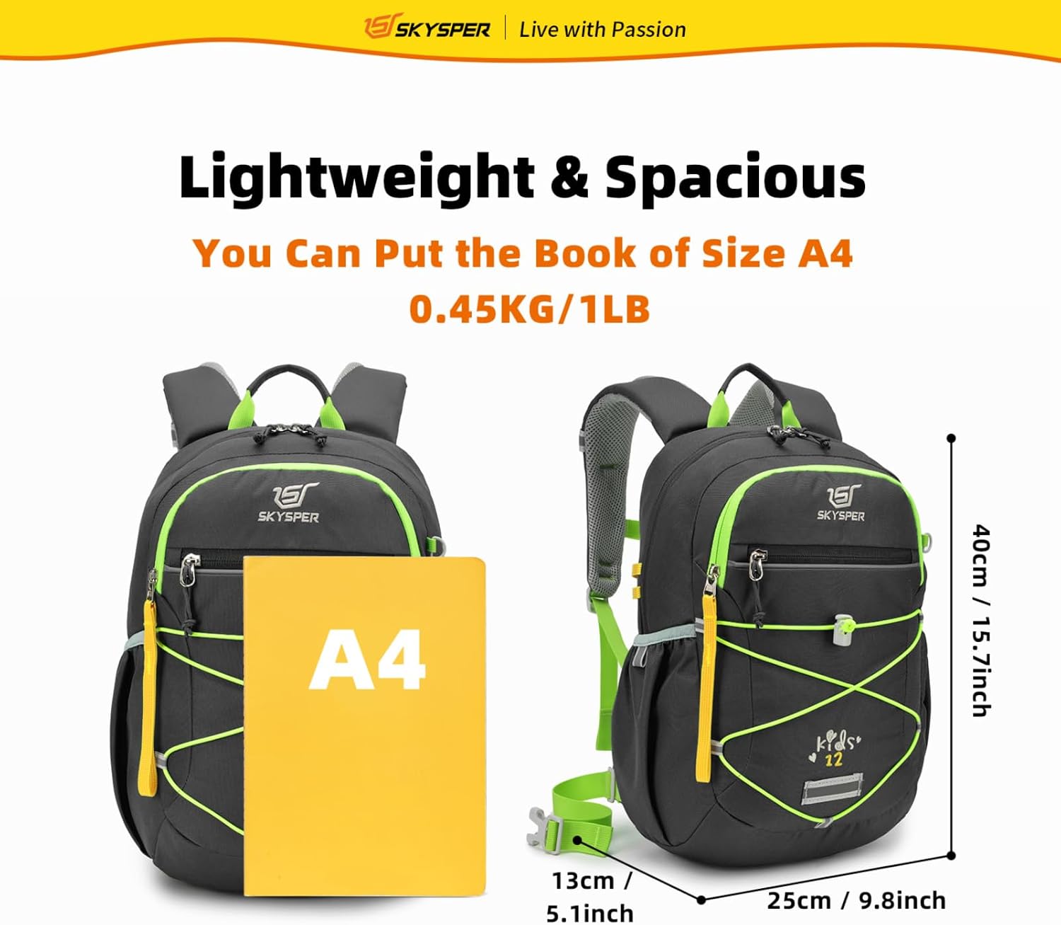 SKYSPER Kids Backpack 12L/18L Kids Travel Backpack Boy Girl for Ages 4-10 image 5