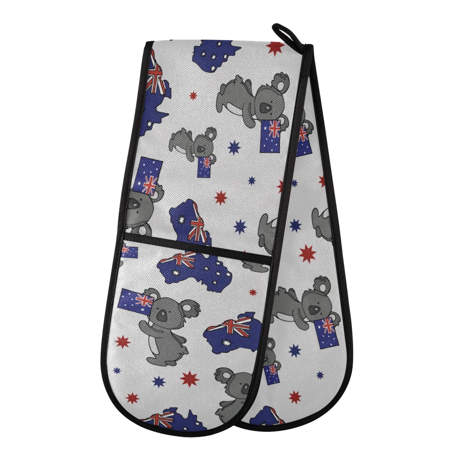 ZZXXB Koala Australian Flag Double Oven Mitt Heat Resistant Non-Slip Kitchen Gloves Extra Long 7" x 35" for Cooking Baking Barbecue Grilling