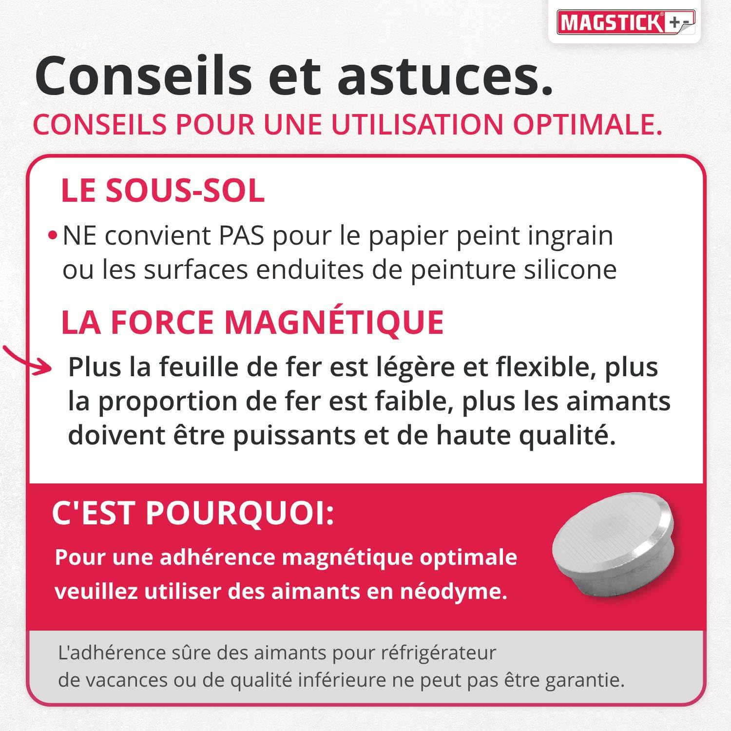 ferrofolie autocollante pour tableau blanc I DIN A1 I flexible, réinscriptible et effaçable I surface magnétique pour aimants I couleur blanche I mag085