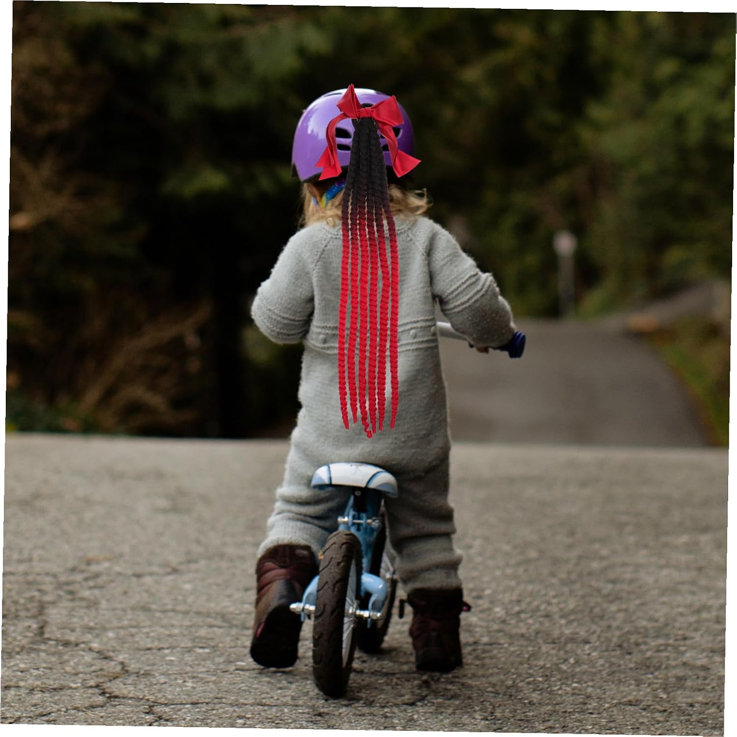 GARVALON Helmet Dreadlocks Decoration with Ponytail Adornment for Motorcycle Cycling and Skate Helmets Easy Install Suction Cup Design Durable and Reusable Accessory Black and Red