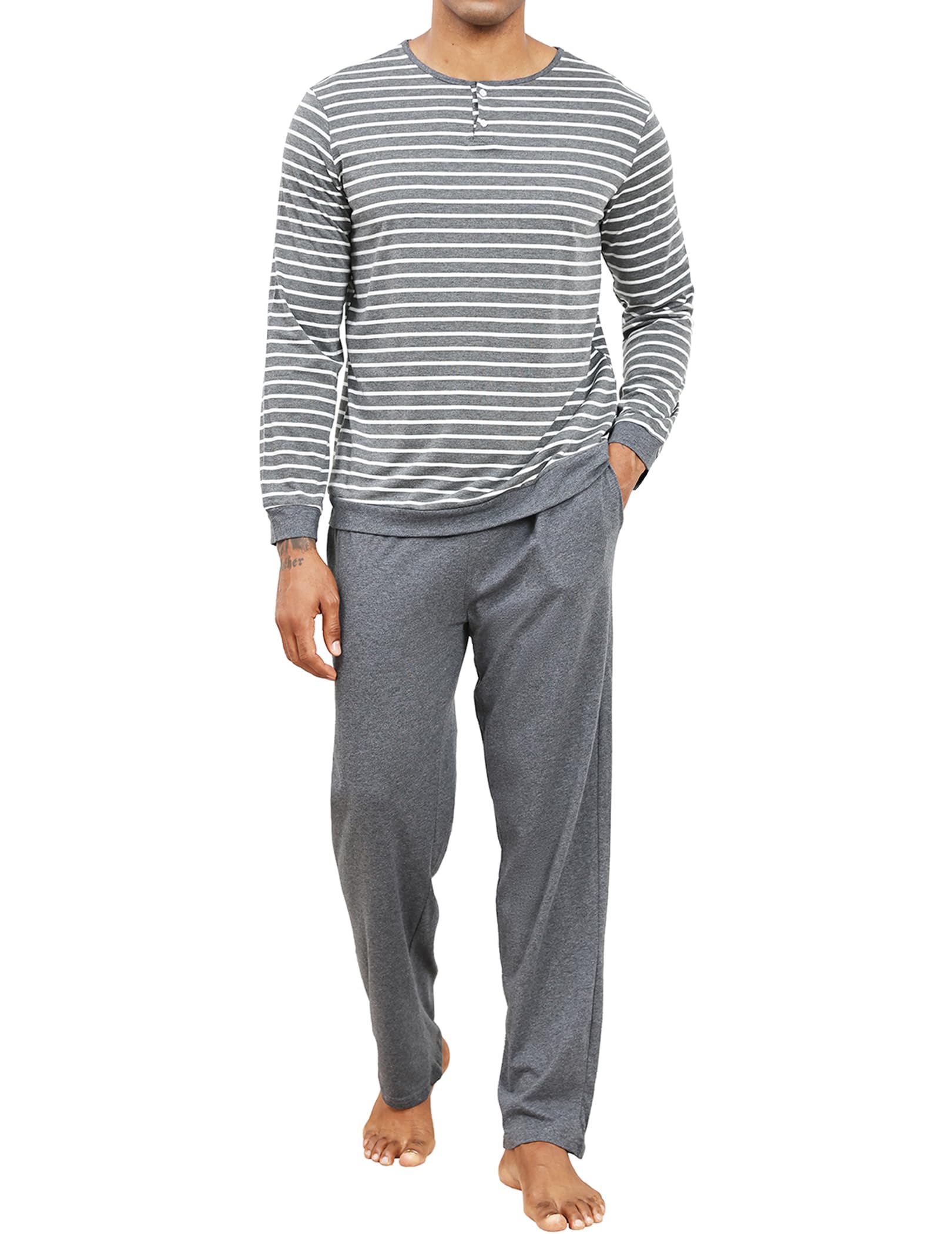 TeJoyce Pyjama Homme Coton Hiver, Vêtements De Nuit Deux Pièces