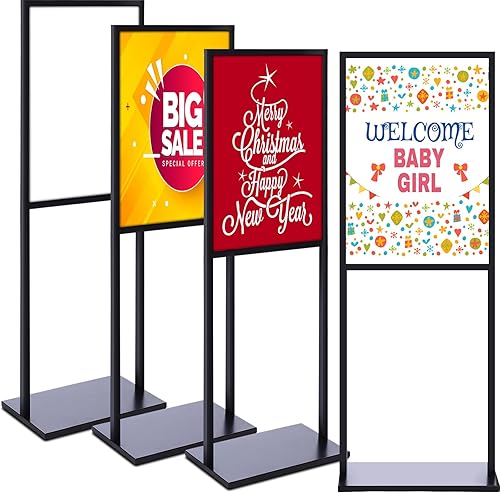 Blulu 4 soportes para letreros de 19.6 x 27.5 pulgadas, soporte de cartel de metal resistente para exhibir con alfombrillas antideslizantes, soporte
