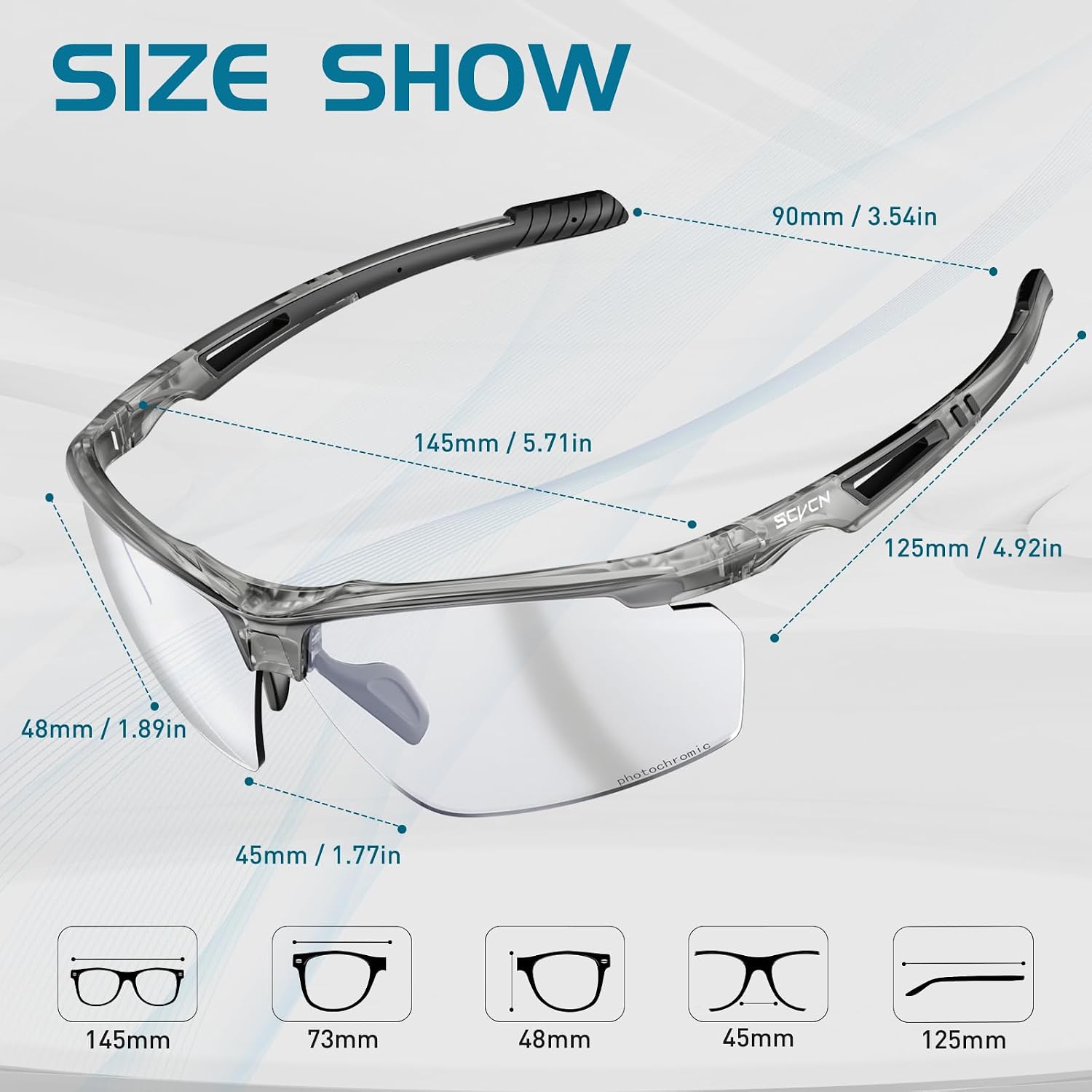 SCVCN Photochromic or Polarized Sport Sunglasses Cycling Clear Glasses Men Women UV400 Protection MTB BMX Fishing Running S86