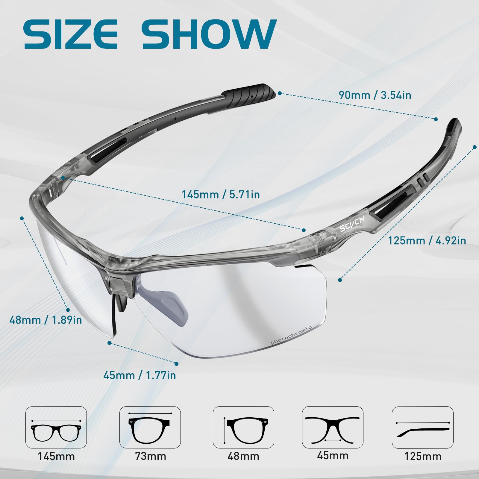 SCVCN Photochromique Lunette de Cyclisme Sport UV400 S86