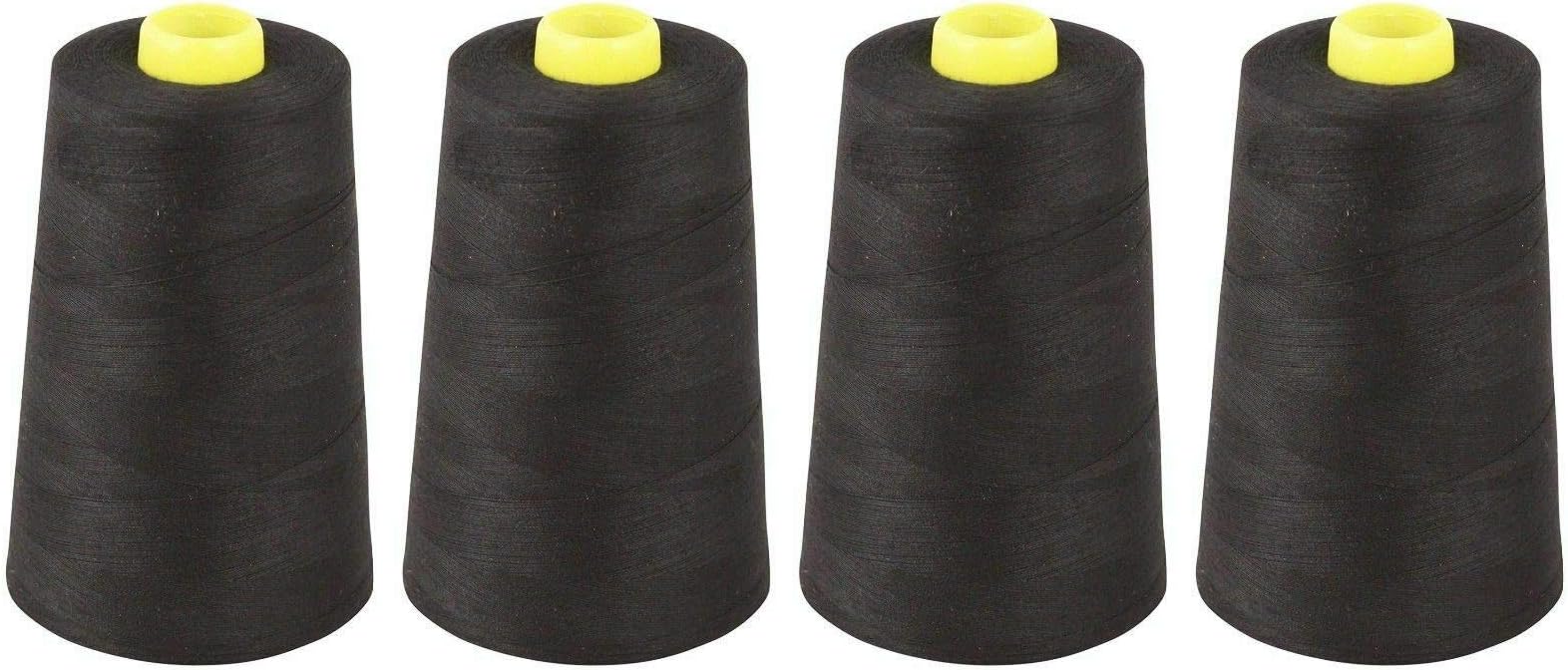 Overlocking Thread - 4 x 5000 Yard Spool - Polyester - Black