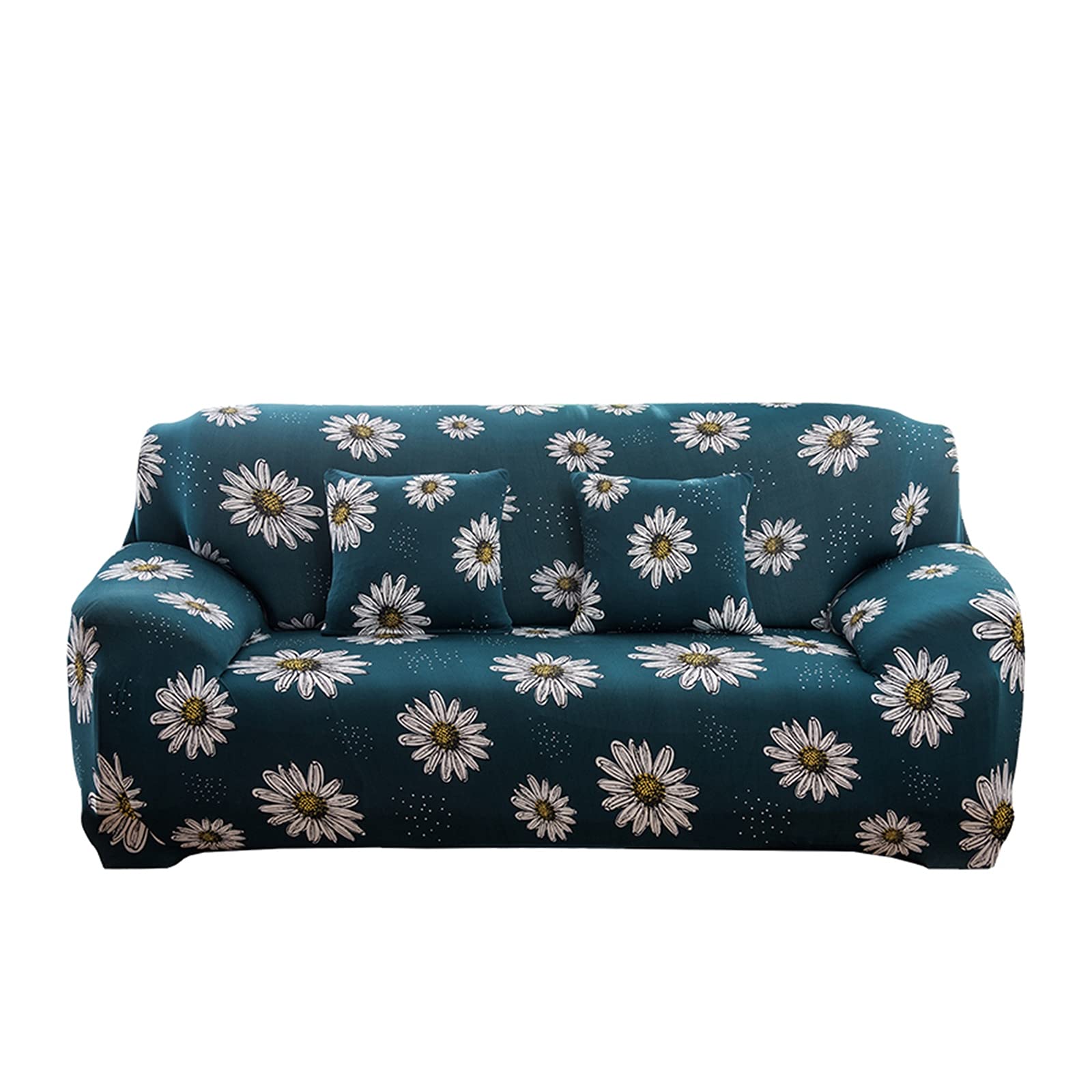 Housse de sofa 4 places fleurs pour masquer l'usure d'un grand revêtement de canapé 235-300CM