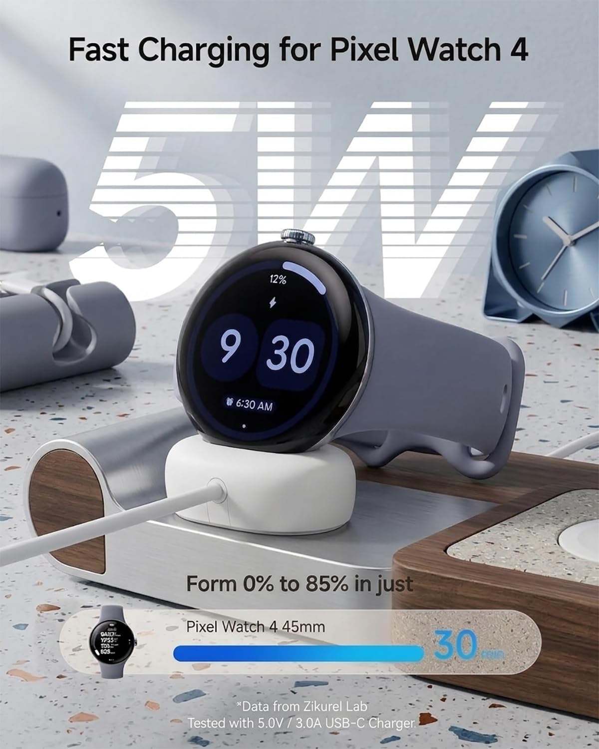 5W for Google Pixel Watch 4 Charger, Magnetic Charging Dock for Pixel Watch 4 Fast USB-C Cable, Only Compatible for Pixel Watch 4 (41mm/45mm), 3.3ft Type-C Charging Cord