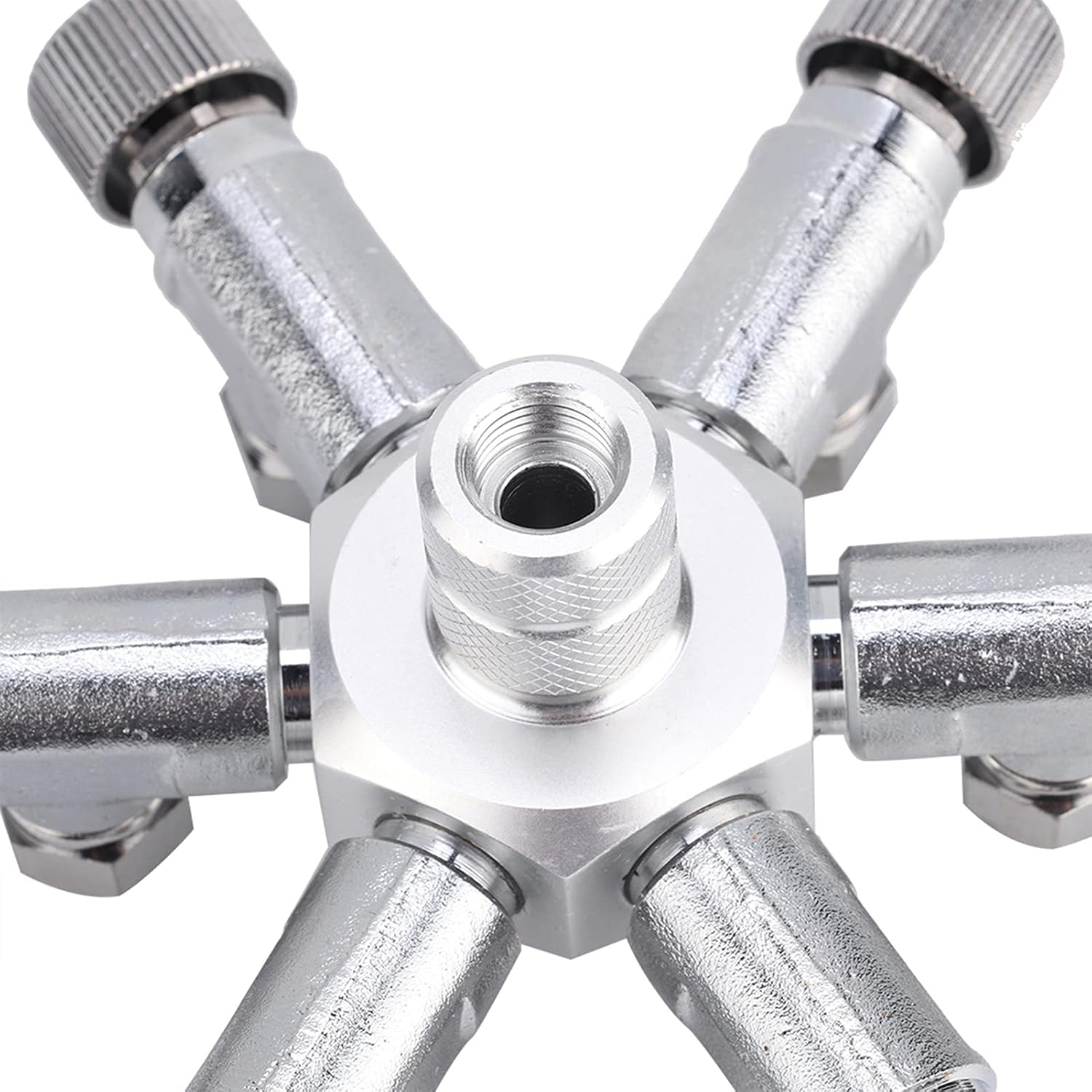Aquarium CO2 Splitter, Stainless Steel Multi Ways Distributor Regulator Air Pump Accessories Carbon Dioxide Multiple Way Needle Valve Fish (6 Passes)