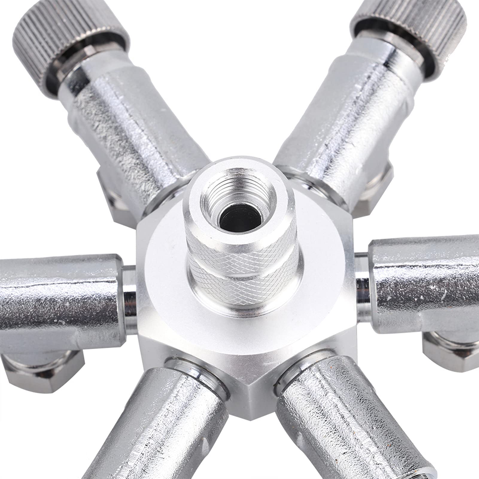 Fabater Distribuidor Regulador de CO2 para Acuario, Válvula Divisora ​​de CO2 de Múltiples Vías para Pecera, Aleación de Aluminio de 2-6 Vías con Válvula de Aguja Individual, Conector de Manómetro
