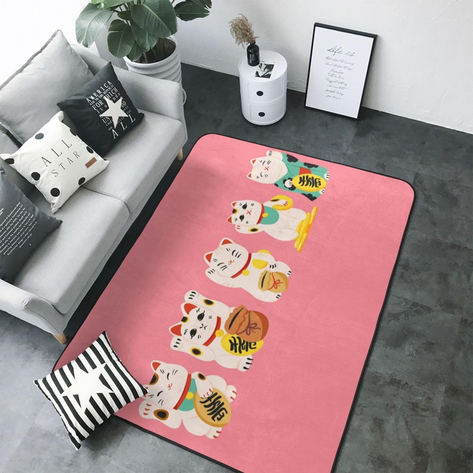 Tapis doux chat lavable en machine pour chambre d'enfant