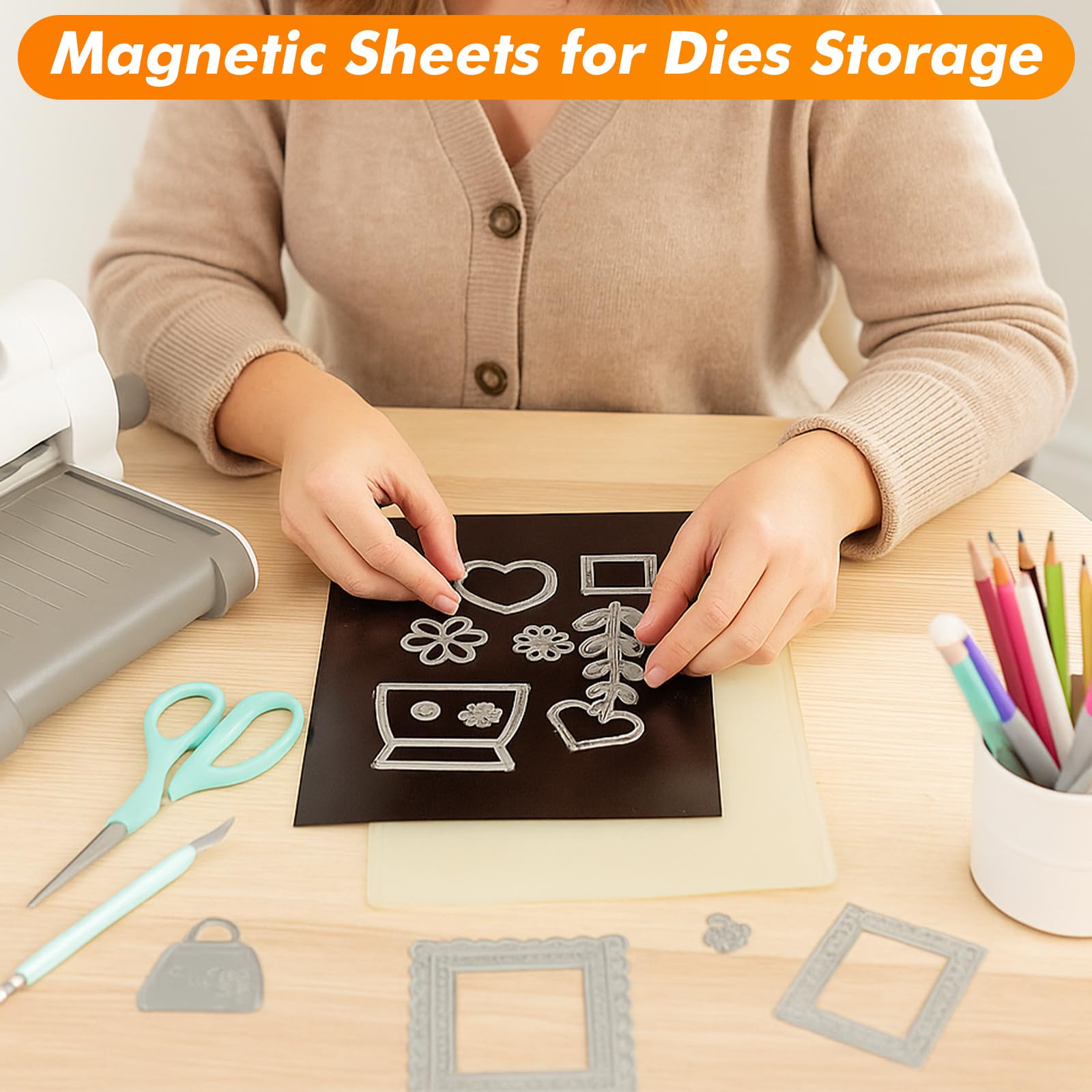 Magnetic Sheets With Self Adhesive Backing, Flexible Magnetic Adhesive Sheets For Cutting Dies Storage, Magnetic Contact Paper, Peel And Stick For School And Home, 40 Pieces - View #4