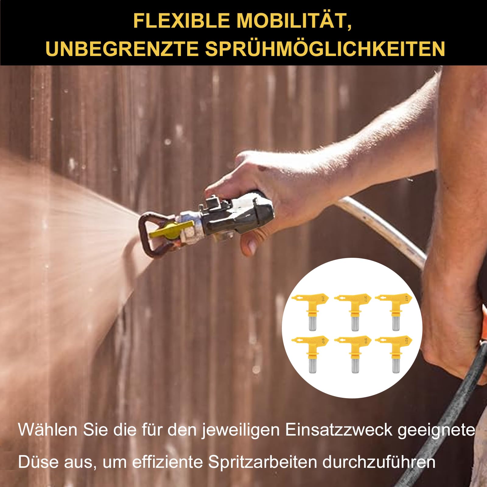 Airless HVLP Airless HVLP pistolet natryskowy z 6 dyszami Airless z uszczelką końcówkową (typ 215, 317, 417, 517, 517, 519, 621)