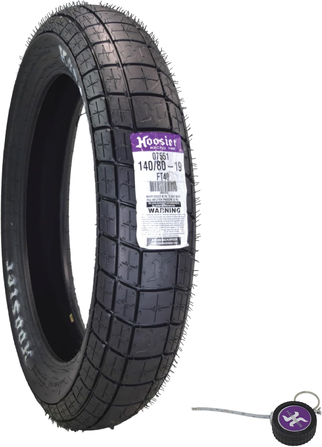 Hoosier Racing Tire 140/80-19 FT40 Dirt Bike Rear Tube Type Tire Ideal for Flat Track Bikes with Hoosier Keychain