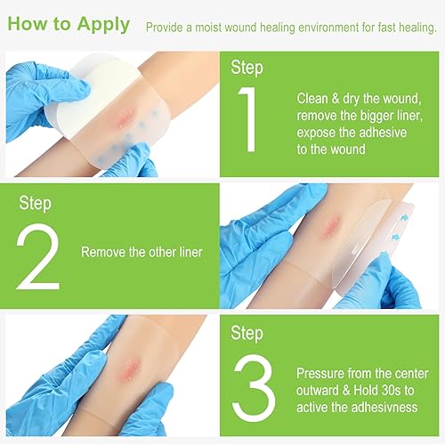 Miniatura 7 de Paquete de 20 apósitos hidrocoloides hidrocoloides extrafinos de 4 x 4 pulgadas para exudados ligeros, úlceras por presión, úlceras por presión,