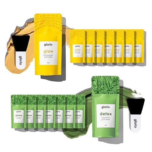 Glorio Ultimate Glowing Skin (mascarillas de desintoxicación y arcilla brillante), 16 tratamientos, el mejor regalo de belleza para el cuidado de la