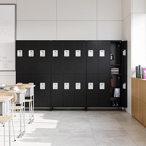 Miniatura 59 de Letaya Taquillas de metal para empleados: armario de almacenamiento de 9 puertas con estantes y gabinete de acero con cerradura para la escuela