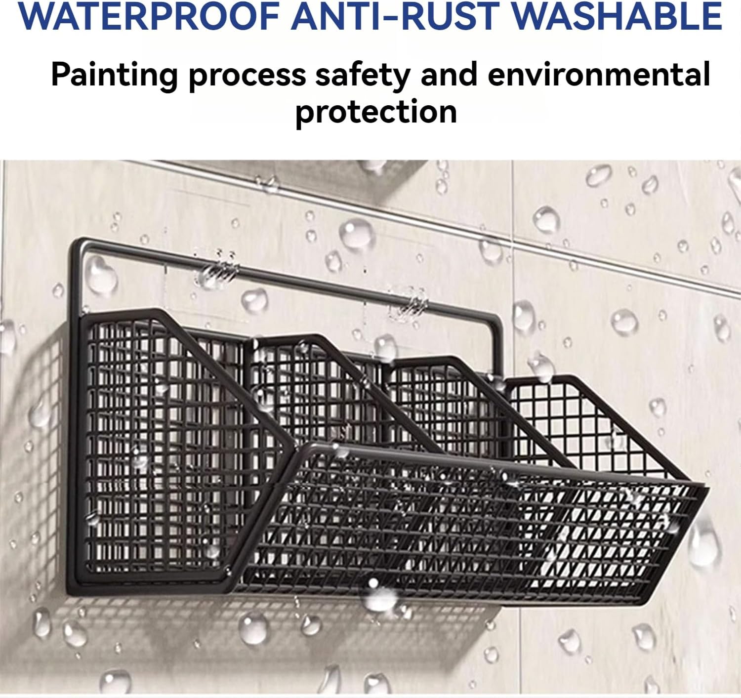 3 Grids Hanging Storage Box for Ginger & Garlic, Punch-Free Wall Mount Kitchen Rack, Multi-Purpose Organizer for Spices, Sundries, Black