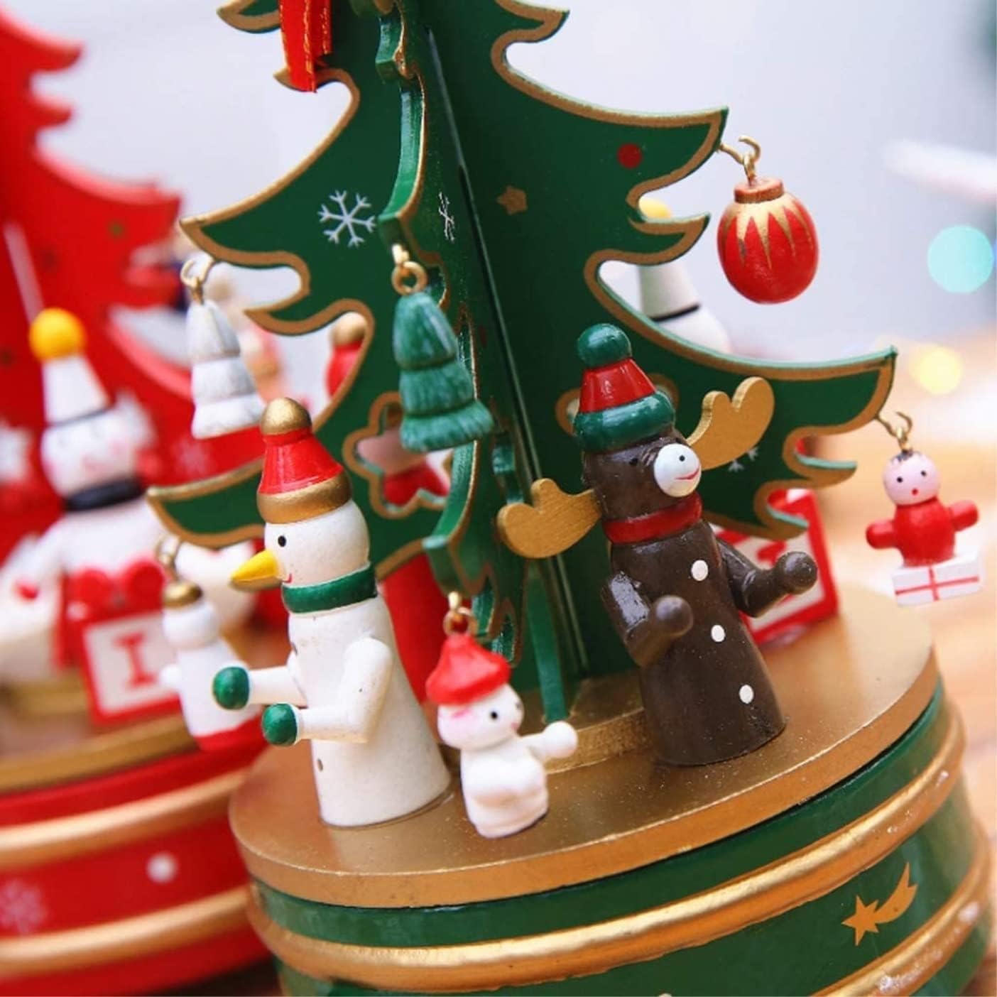 オルゴール プレゼント八音盒 クリスマス ツリー オルゴール回転木製ミュージカル クリスマスお祝いクリスマスの装飾 卒業祝い 記念日