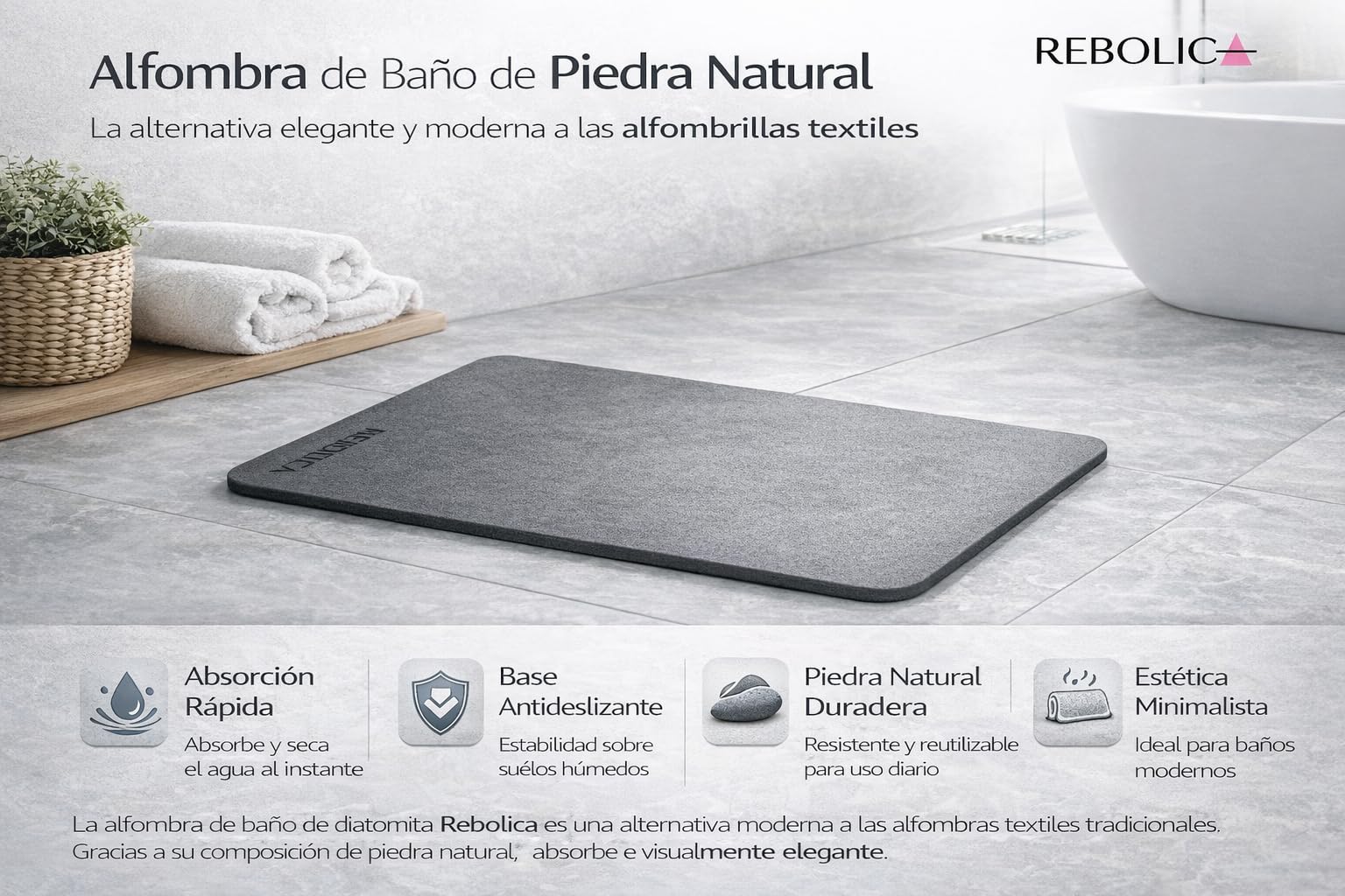 Tapis diatomite de salle de bain (gris anthracite)