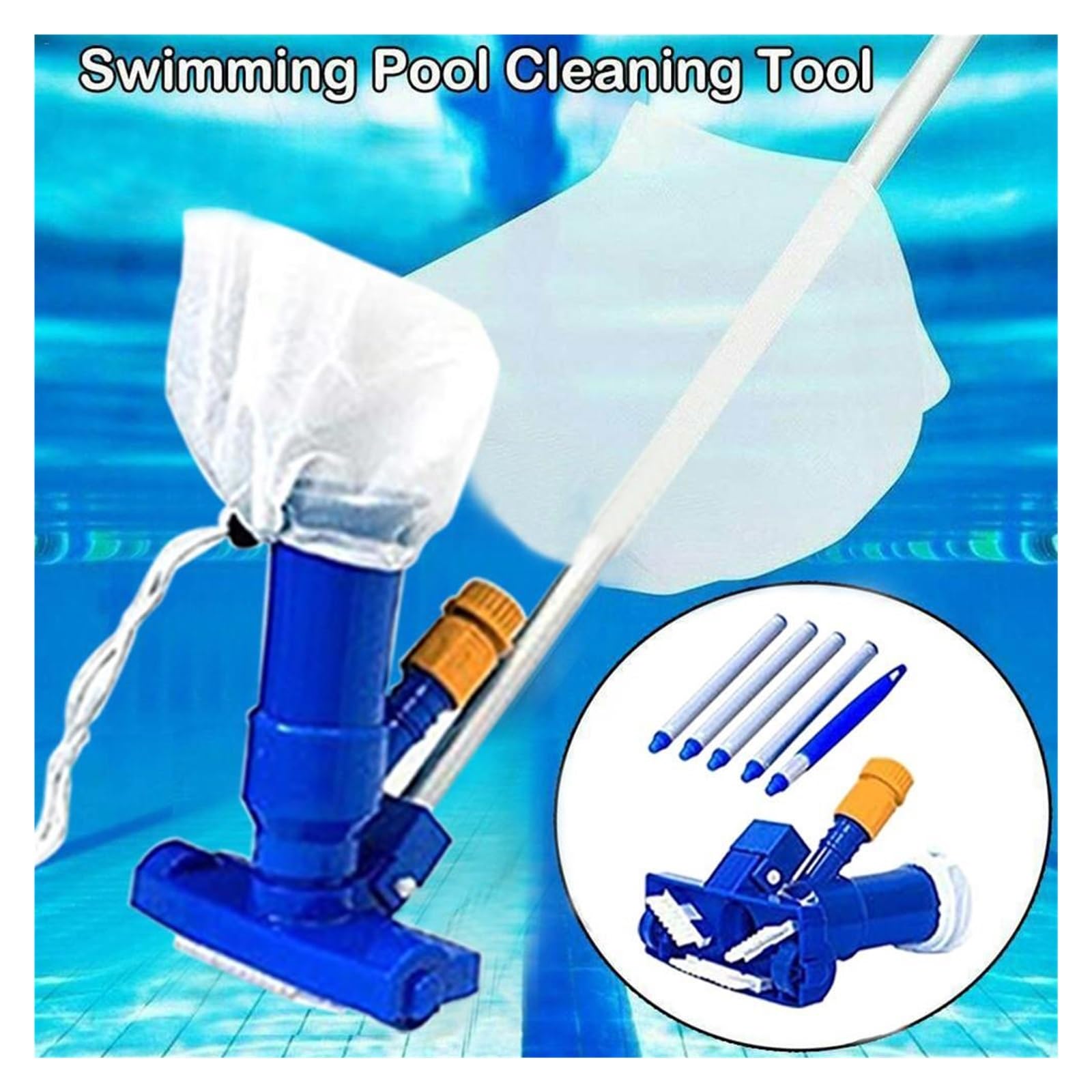 Szczotka do odkurzacza Jet Zestaw do basenu Głowica odkurzająca Z workiem na szczoteczki Adapter do węża Narzędzie do czyszczenia Akcesoria do basenów Spa Pond Tools