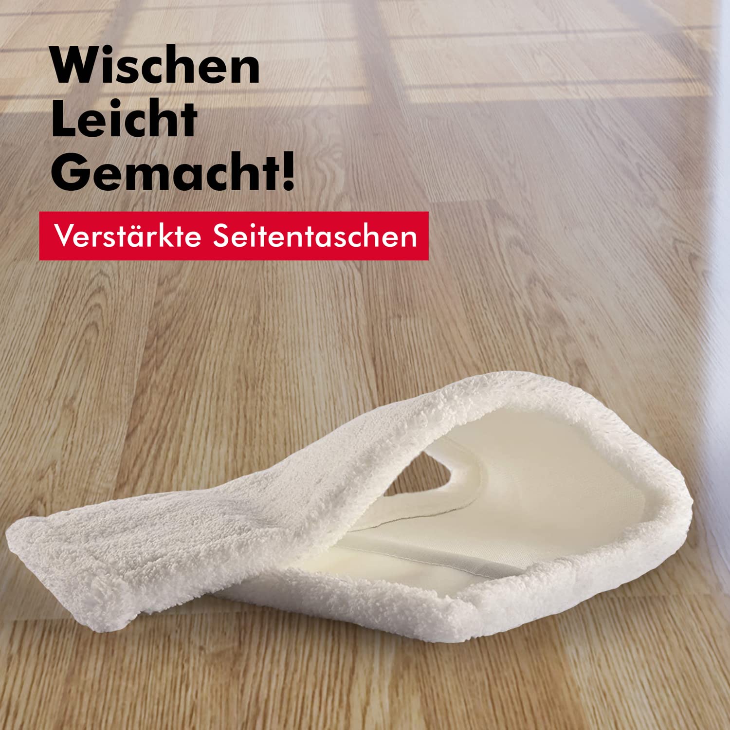 Mikrofaser Wischmop 40 cm White Ersatz für Mop Klapphalter Wischmoppbezug , für Versiegelung Reinigung von Bodenbeläge wie Laminat Dielen, Fliesen Feudel, Bodenwischer Ersatzbezug (10)