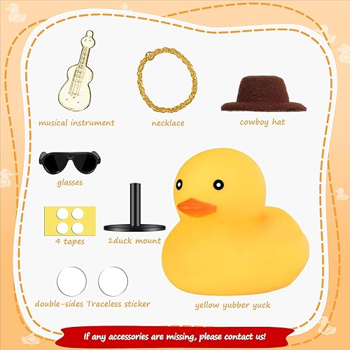 Miniatura 44 de Patos de goma con soporte de enchufe de pato, patos de automóvil para tablero de instrumentos, pato para decoración de Jeep y automóvil, divertido