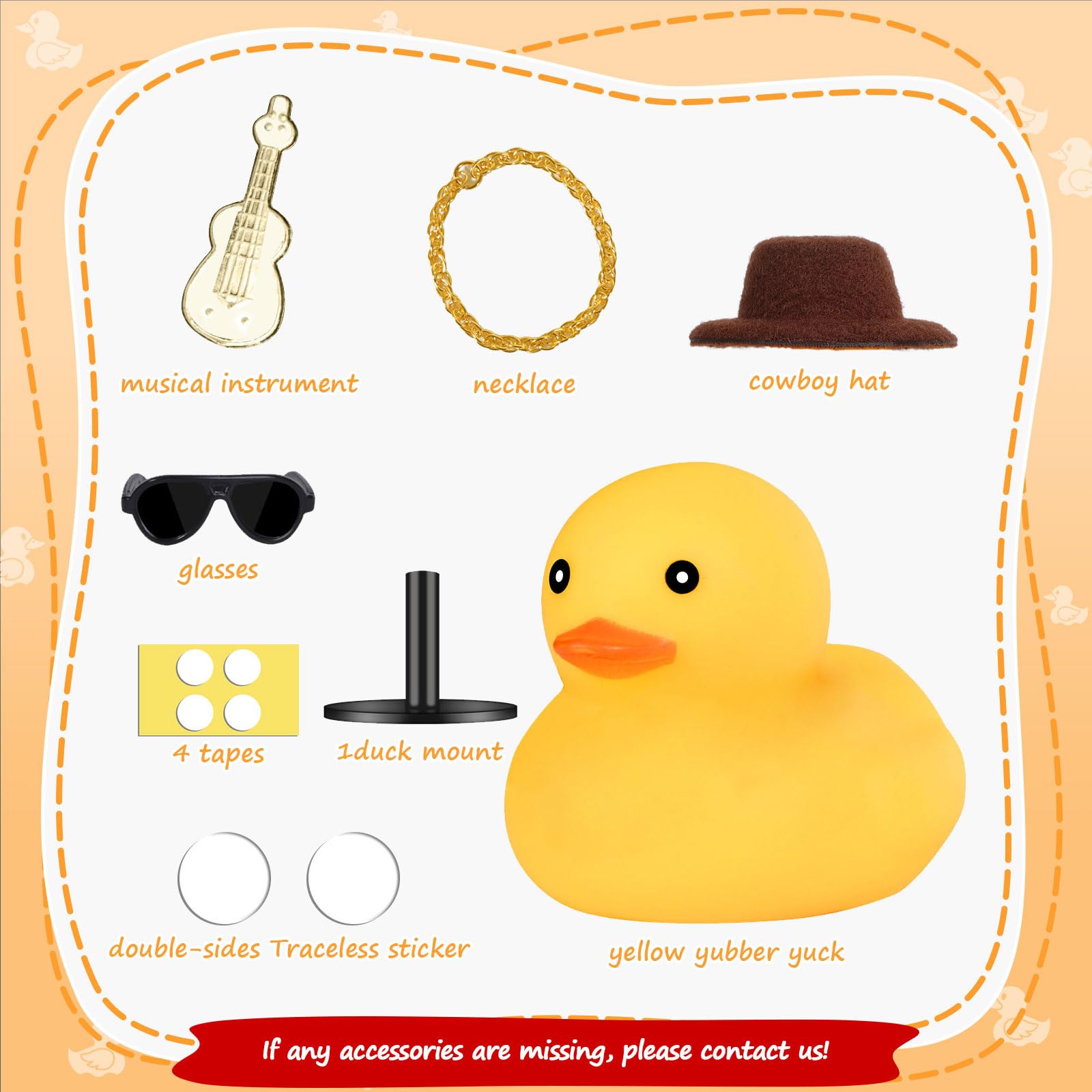 AILOVETECK Ducks for Cars Dashboard, Rubber Ducks with Duck Plug Mount, Dashboard Duck for Car Jeep Decoration, Funny Car Dashboard Accessories Gift, Yellow Duck with Guitar