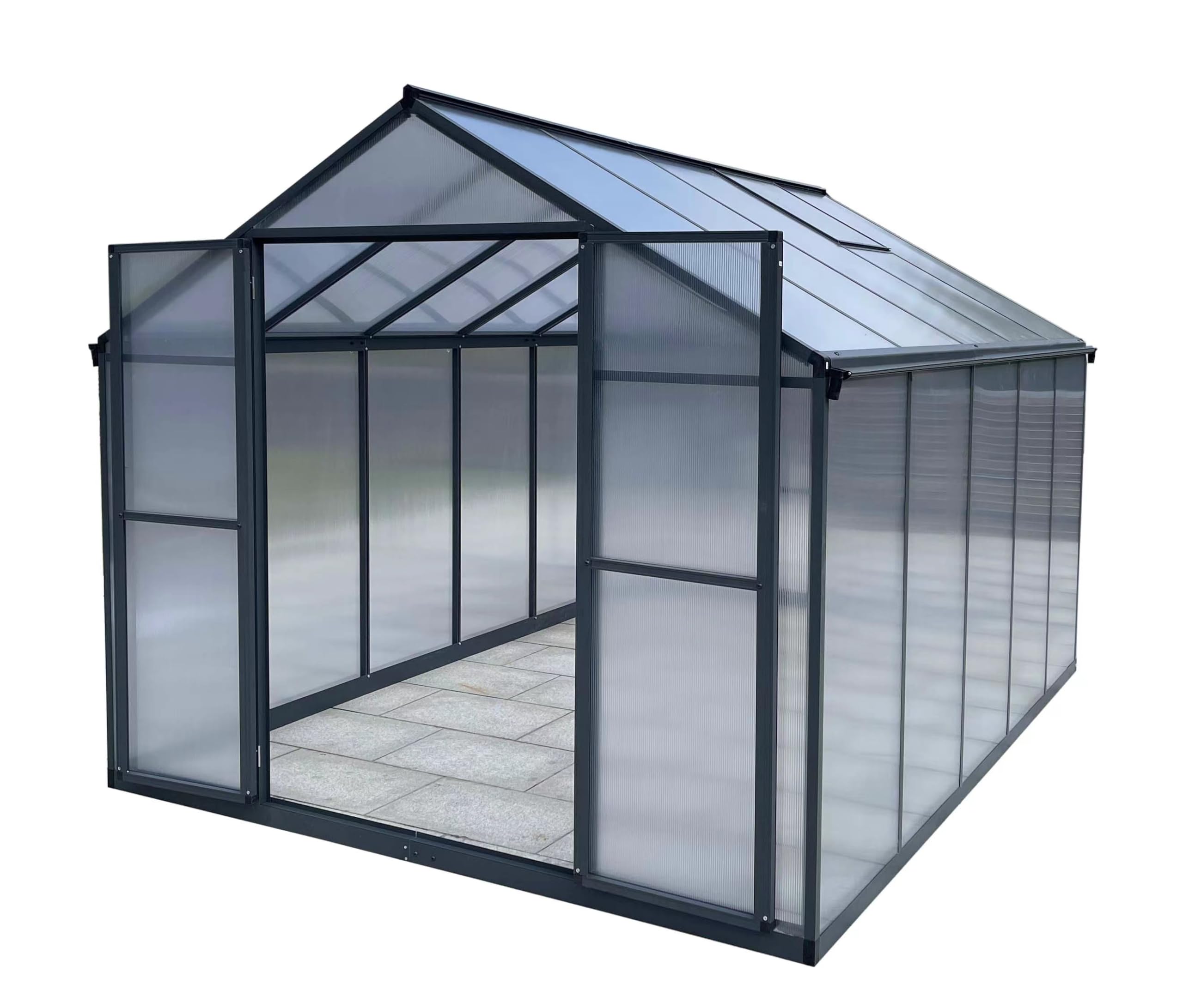 Aluminium Gewächshaus für den Garten 7,33m² inklusive 238 x 301cm Fundament Doppeltür vielseitig nutzbar als Treibhaus,Frühbeet Aufzucht,Tomatenhaus und Pflanzenhaus