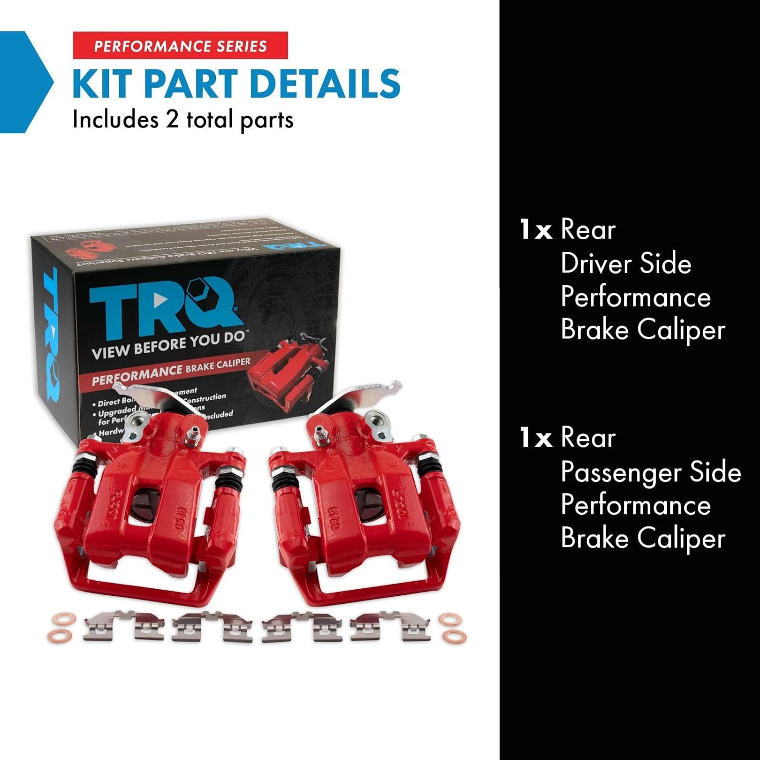 trq rear brake caliper set painted red brackets compatible with 2013-2017 honda accord cla49838