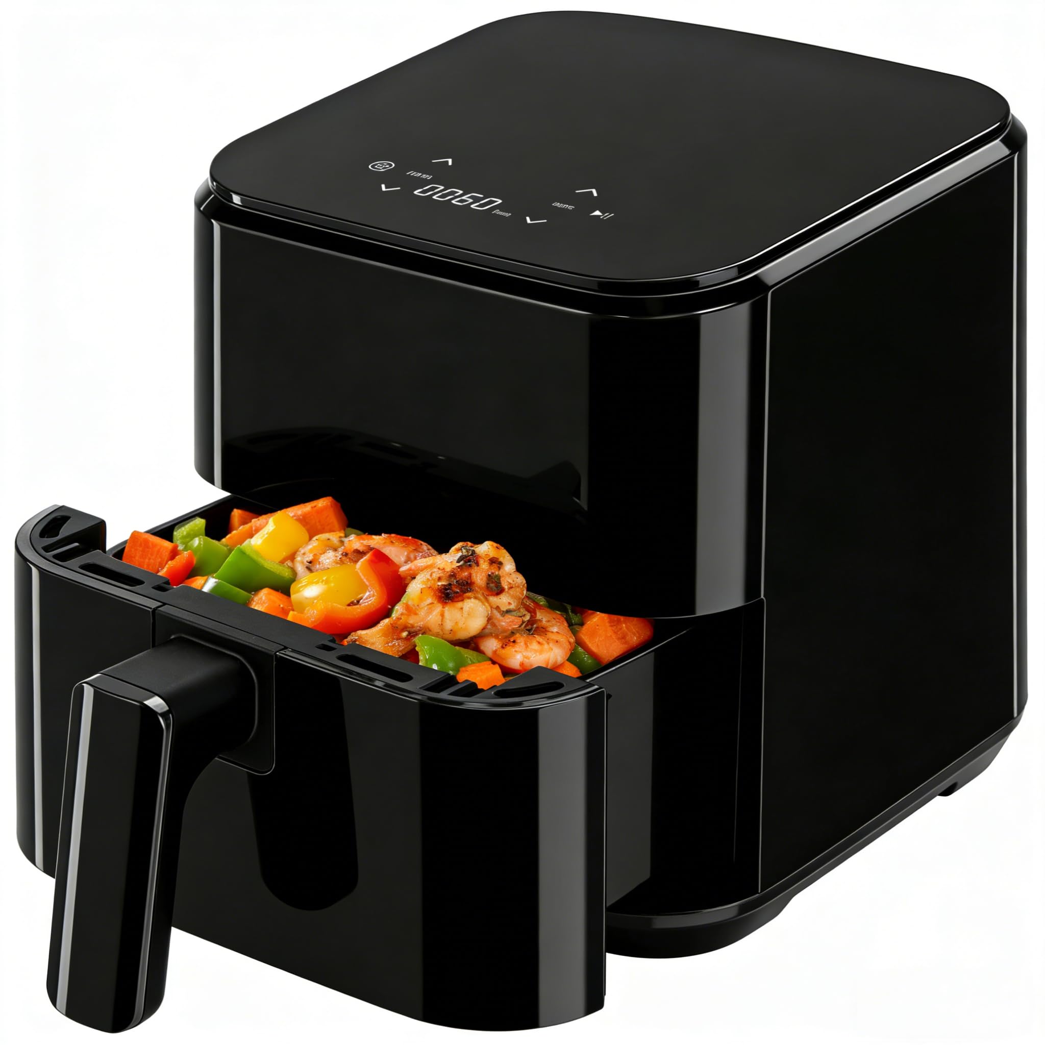 HealSmart 3.17 Qt Compact Air Fryer, 8-in-1 Digital Small AirFryer with 400°F, Nonstick Dishwasher-Safe Basket, Auto Shutoff, Overheat Protection, for Quick Healthy Meals, Black