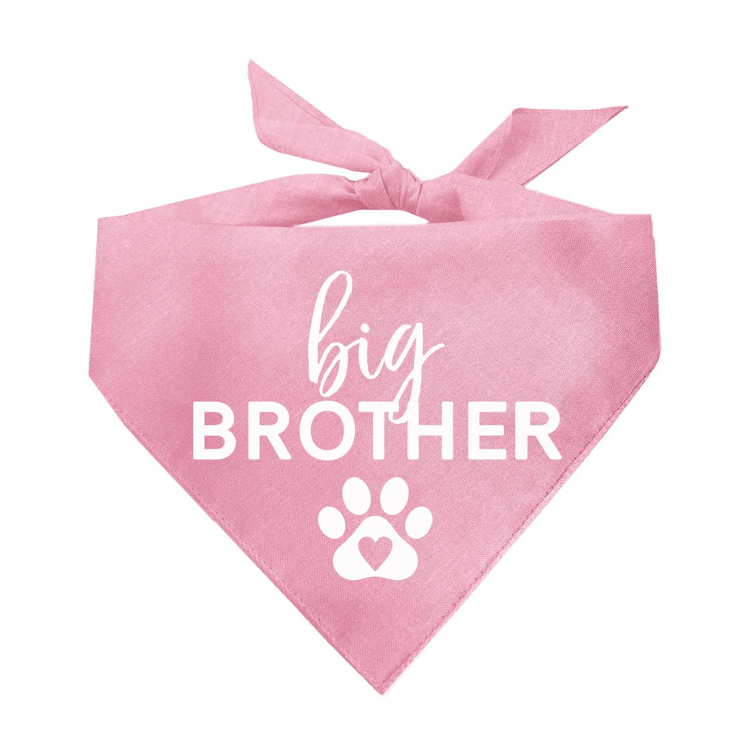 Big Brother Heart Paw Dog Bandana | 100% Cotton Adjustable Triangle | Pregnancy Announcement Photoshoot Prop | New Baby | Made in USA | Matching Family | Gender Reveal | Baby Pink One Size (87) GB