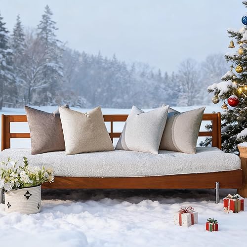 Miniatura 7 de a moment Juego de 4 fundas de almohada impermeables de 20 x 20 pulgadas, resistentes a las manchas, aptas para mascotas, para patio, sofá y sala de