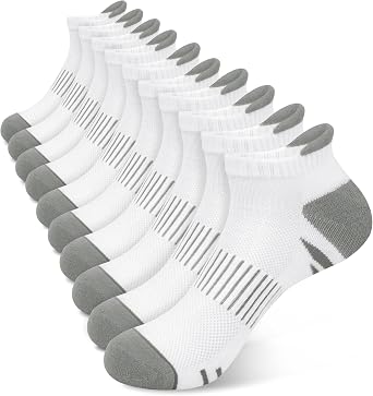 YSense Ankle Socks for Women 5 Pairs | Low Cut, Arch Suppprt, Casual Athletic Running Socks, Cotton Breathable Moisture Wicking, for Hiking Workout