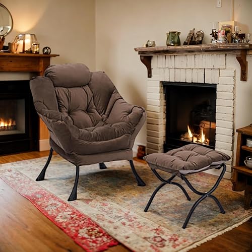 Miniatura 3 de Accent Saucer Chair with Ottoman Butacas para Sala Modernas High Back Single Sofas for Living Room Sillones para Sala Velvet Chair with High Density