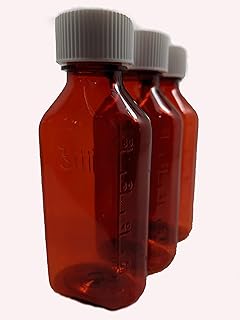SRX Oval Pharmacy Bottle for Liquid Medicine â€“ Amber Medicine Bottle - Child Resistant Cap - Prescription Pharmacy Bottleâ€¦ (3 oz/30 Units)
