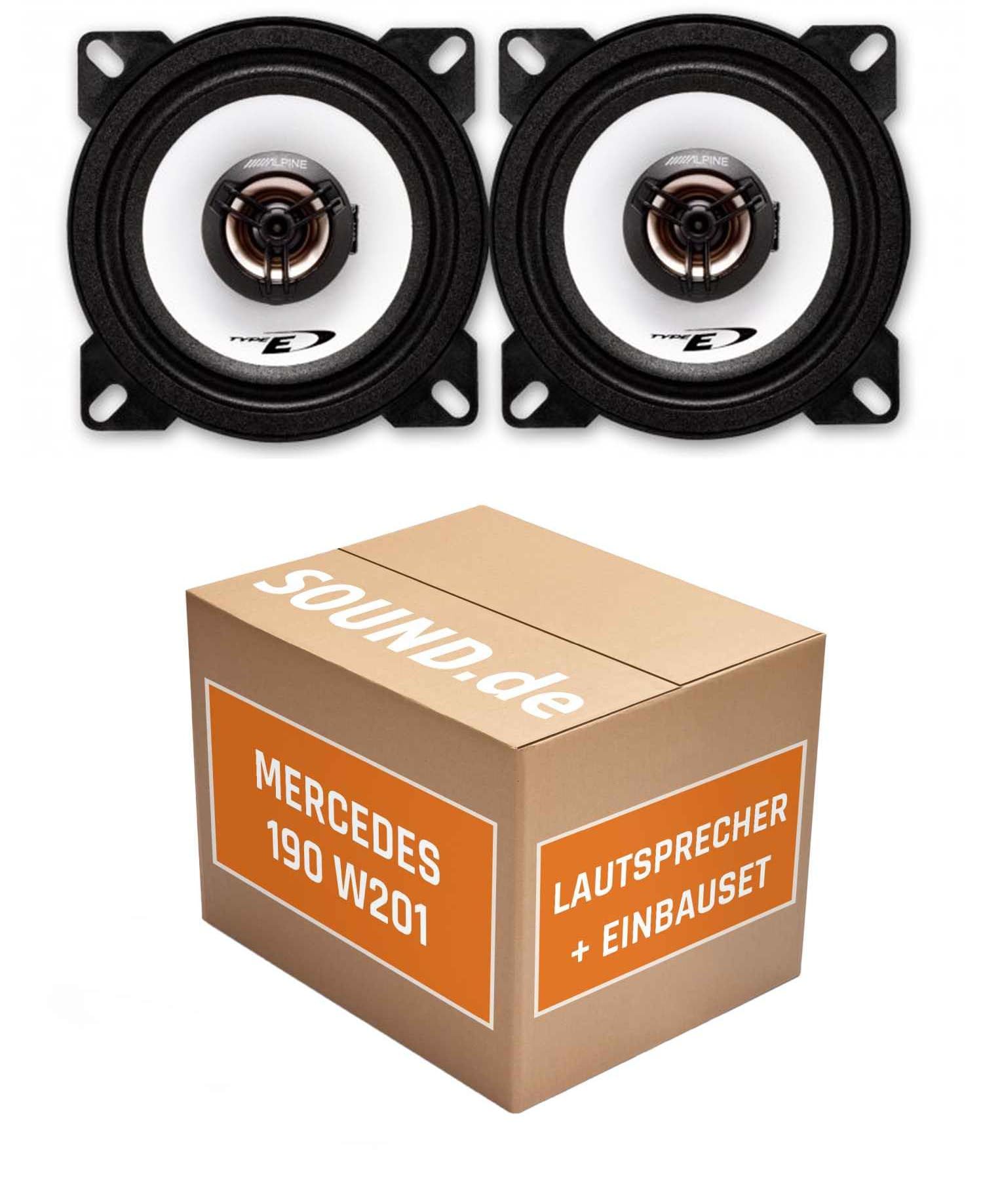 Lautsprecher Boxen Einbaupaket für Alpine SXE-1025S kompatibel mit Mercedes 190 W201 vorne | 2X Tief-Mitteltöner mit integriertem Hochtöner 180W MAX
