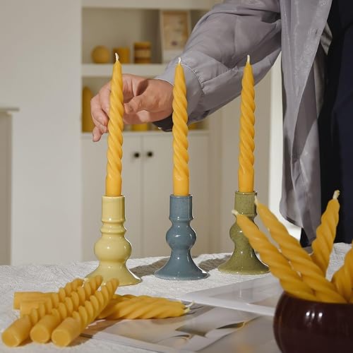 Miniatura 3 de DEYBBY Juego de 4 velas espirales de cera de abeja de 7 pulgadas, sin goteo y sin humo, velas de cera de abejas puras trenzadas para decoración del