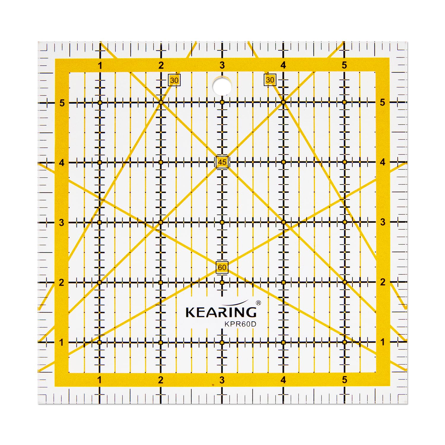KERING Patchwork Quilting Ruler Set - 6x6 inch Non-Slip Acrylic Square Ruler for Foundation Paper Piecing, Bias Strips & Rotary Cutting, Durable Quilter's Tool with Anti-Slip Backing