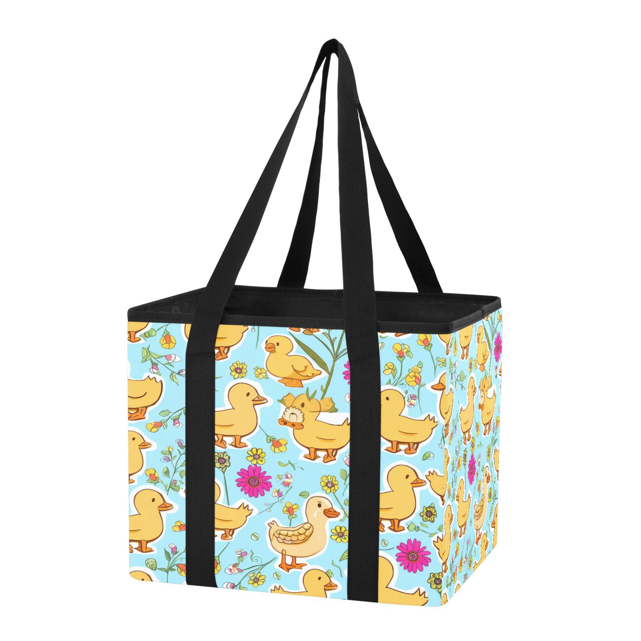 Kutsu Car Trunk Organizer Ducks Flowers Collapsible Storage Organizers Oxford Car Storage Bin with Reinforced Handles, Non-slip Universal Fit SUV Truck Van, 1 Pack