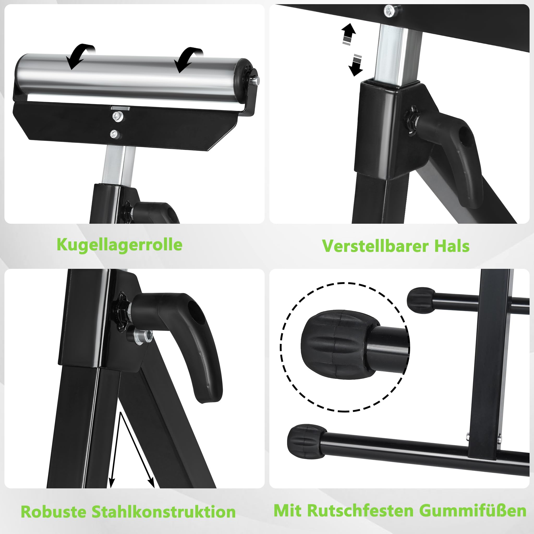 XMTECH Lot de 2 tréteaux à roulettes pliables - Hauteur réglable de 68 à 107 cm - Charge maximale : 60 kg