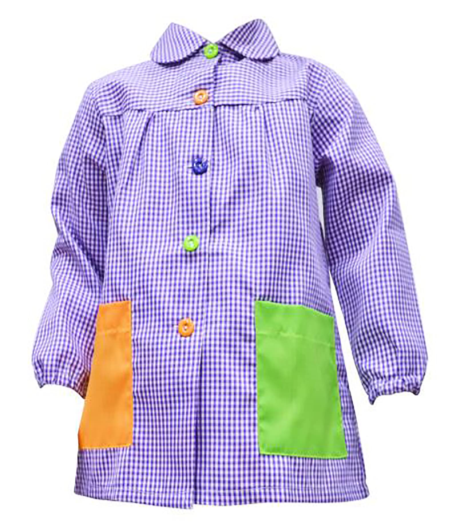 HaraDeco Pack 2 Bata Escolar Infantil, Babi de Guardería con Botones Bolsillos(Dibujos y Colores surdido), Bata Pintura para Niños Niñas Bebes