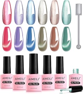 AIMEILI Cat Eye UV Gel Nail Polish Magnetic with Magnet 10ml Gift Set 6-60 | Magnetic Nail Polish UV, UV Nail Polish Cat Eye Chameleon Gel, Home Nail Studio DIY Nail Art, Perfect for Your Everyday Life