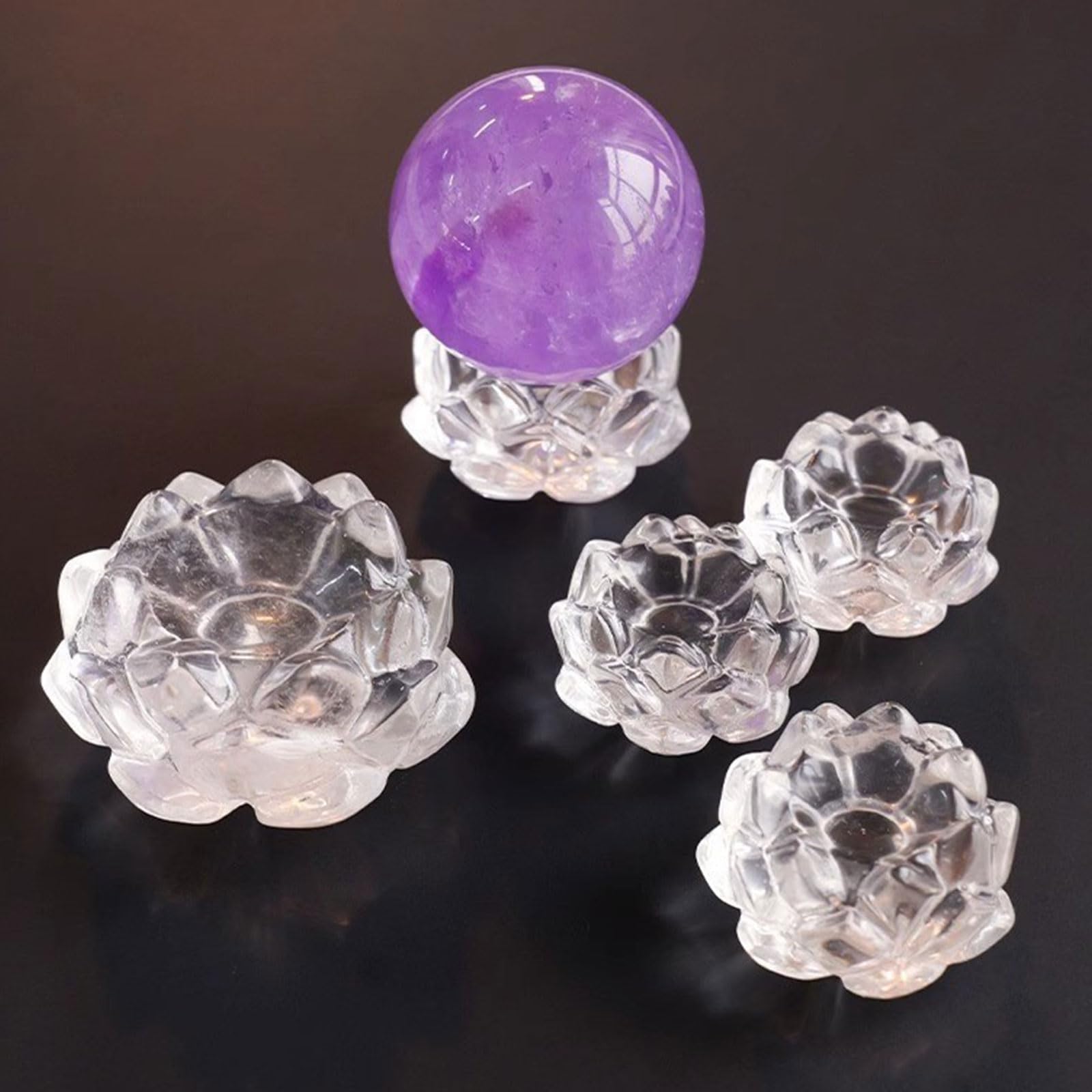 Soporte de Bola de Cristal de Loto de Piedra Natural