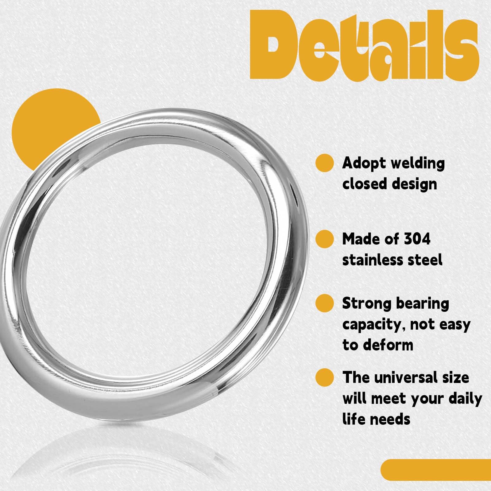 LOYORTY 50PCS 2 Inch Metal Rings For Crafts, Solid Round Welded O Ring, 304 Stainless Steel Seamless Metal O Ring For Macrame, Crafts, Camping Belt, Dog Leashes, Hardware, Luggage Belt, Handbag - View #9